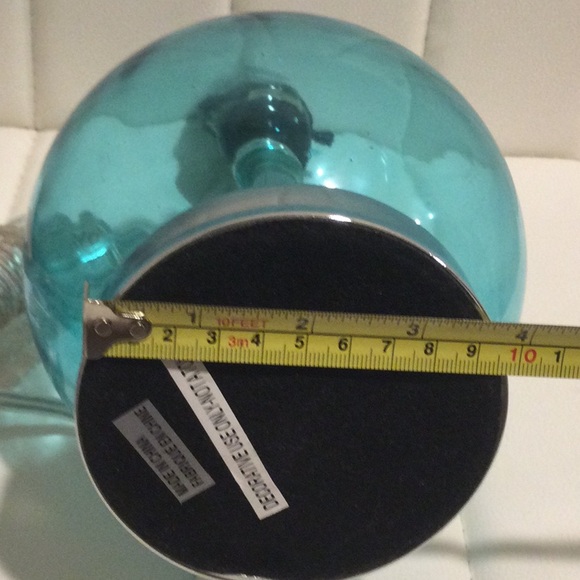 NWOT Blue Glass Table Lamp With Cream/White Shade - Picture 7 of 16